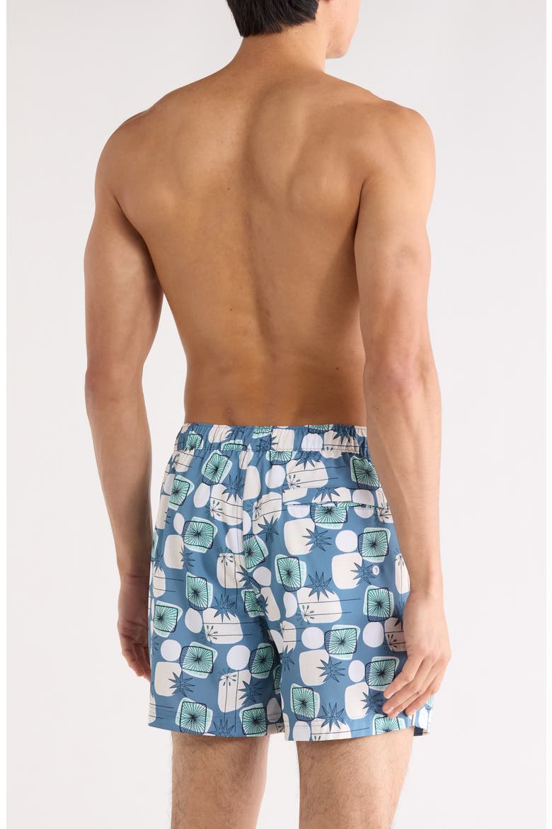 Retro Geo Print 5-Inch Swim Trunks, Alternate, color, COPEN BLUE