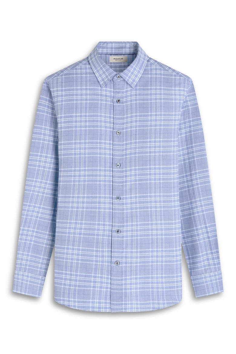 Karl Shaped Plaid Cotton Shirt, Alternate, color, COBALT