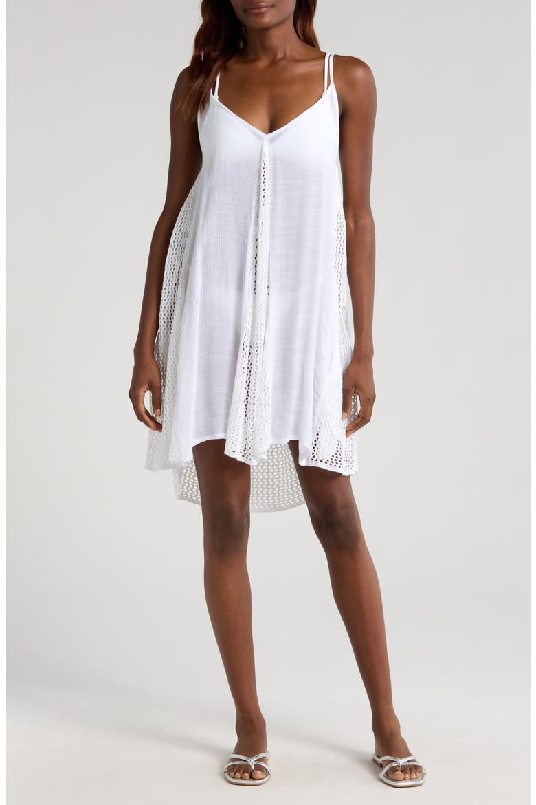 Open Stitch Sleeveless Cover-Up Dress, Main, color, WHITE