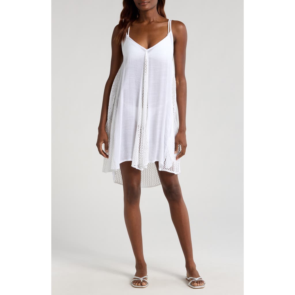 Elan Open Stitch Sleeveless Cover-up Dress In White