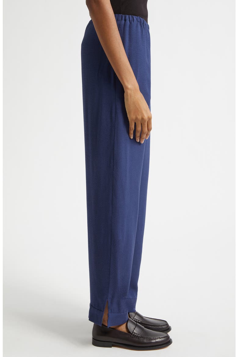 Micro Leopard Spot Jacquard Wide Leg Pants, Alternate, color, NAVY