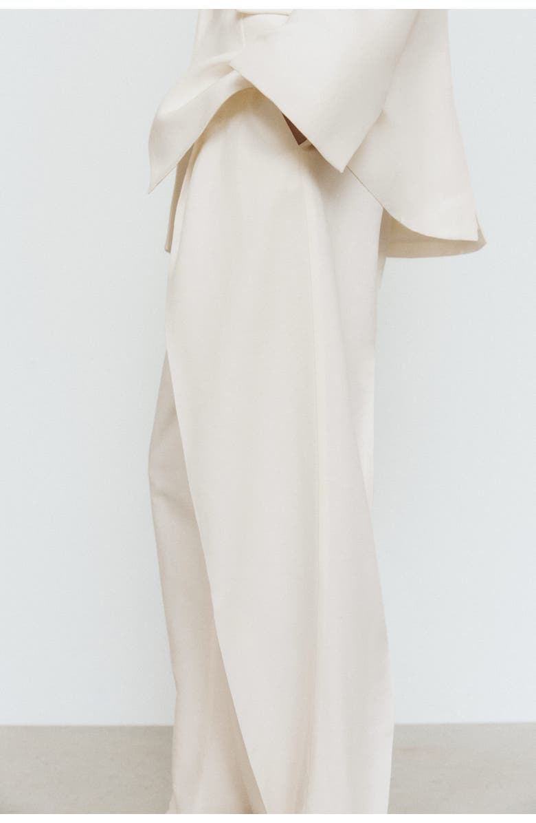 H&M Tailored Linen-blend Trousers, Alternate, color, Cream