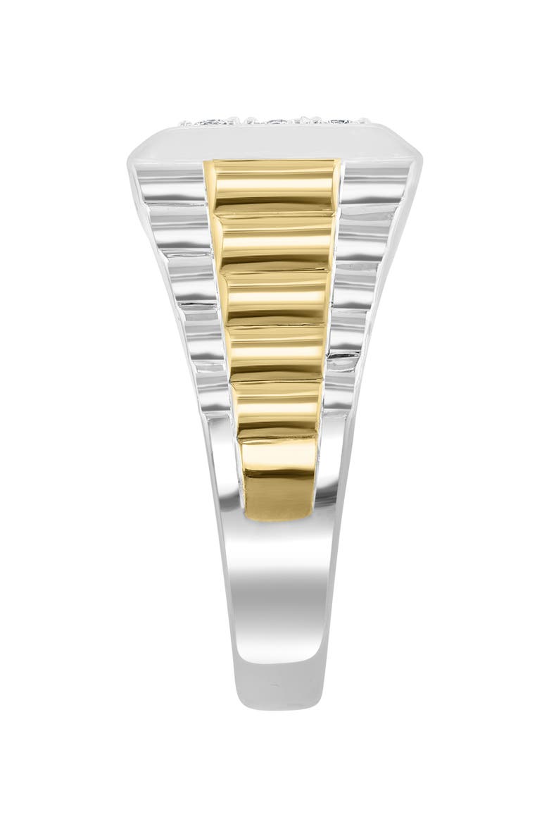 Men's Two-Tone Diamond Signet Ring, Alternate, color, SILVER