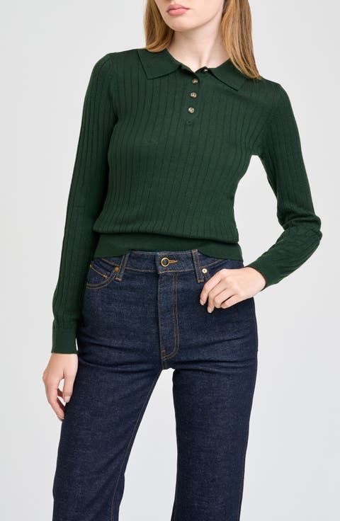 Evie Ribbed Polo Sweater