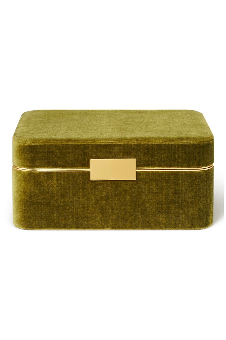 Beauvais Velvet Jewelry Box, Main, color, MOSS