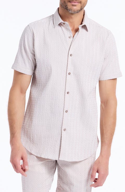 Fornillo Classic Fit Stripe Short Sleeve Button-Up Shirt