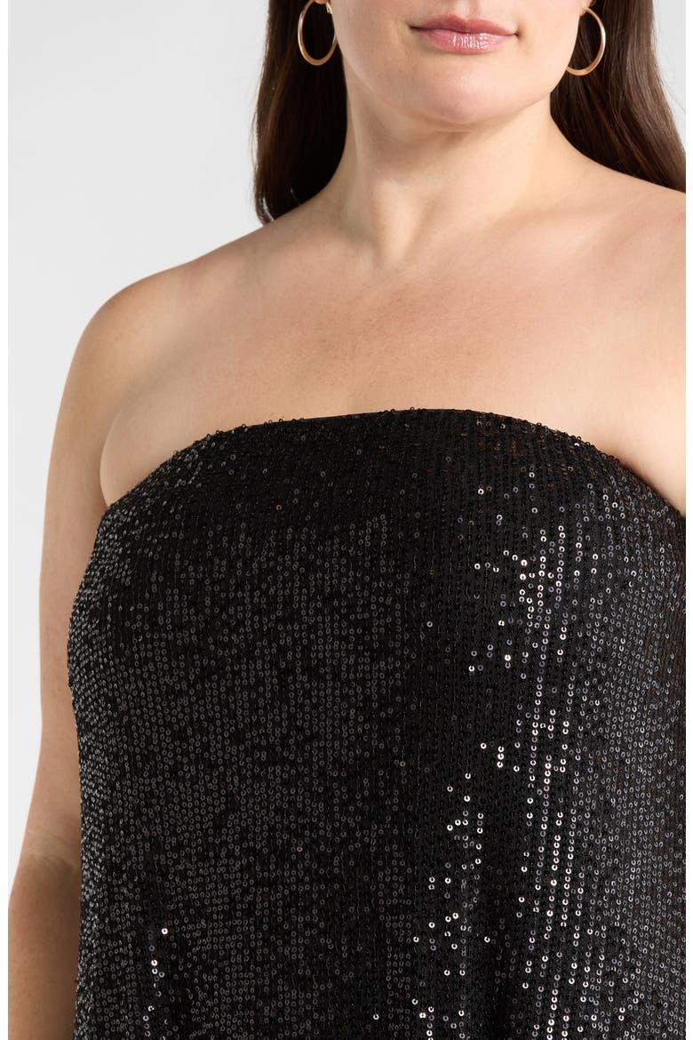 Friday Nights Sequin Strapless Maxi Dress, Alternate, color, BLACK-SILVER