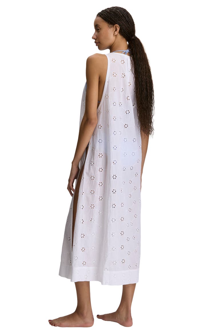 Eyelet Cotton Button Front Maxi Dress, Alternate, color, WHITE