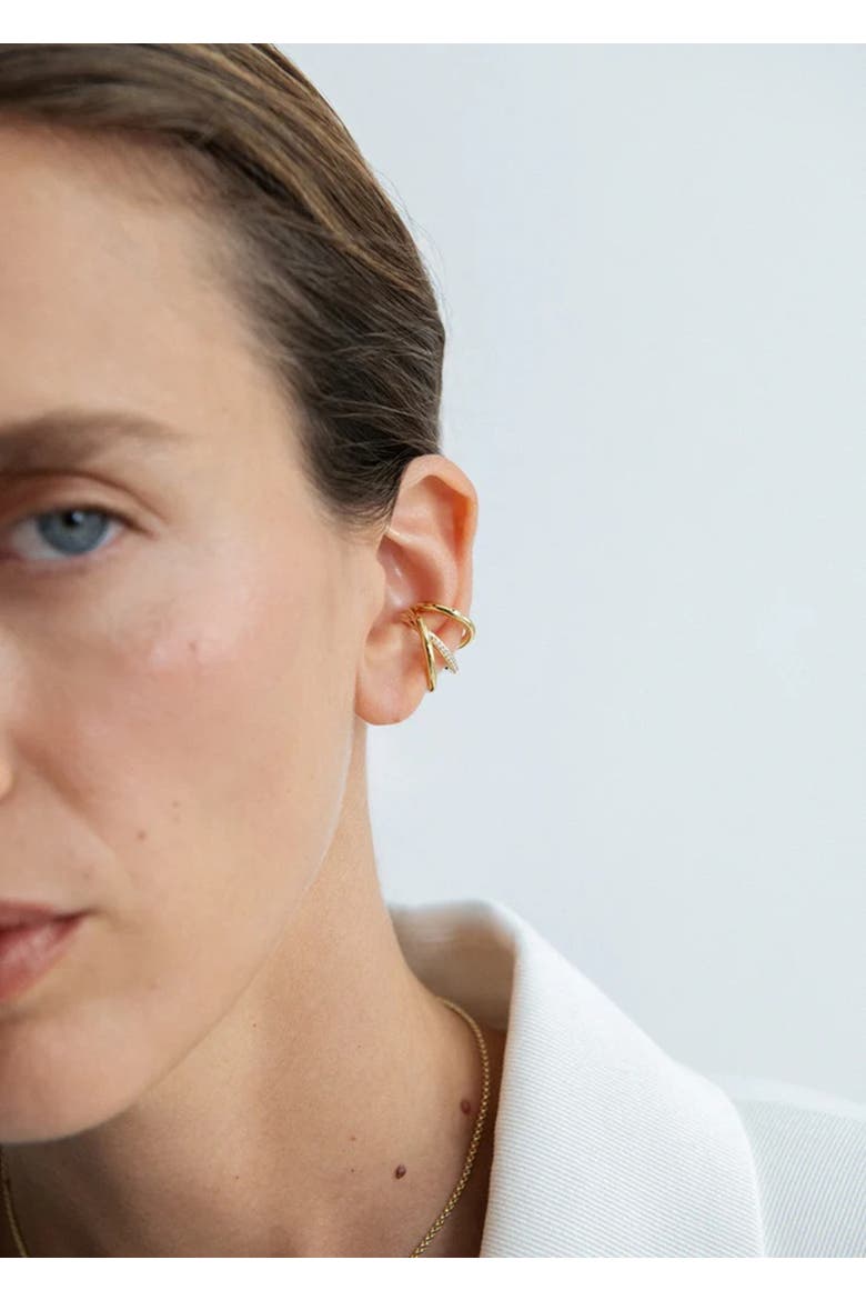 Pave Spiralis Ear Cuff, Alternate, color, Yellow Toned Gold