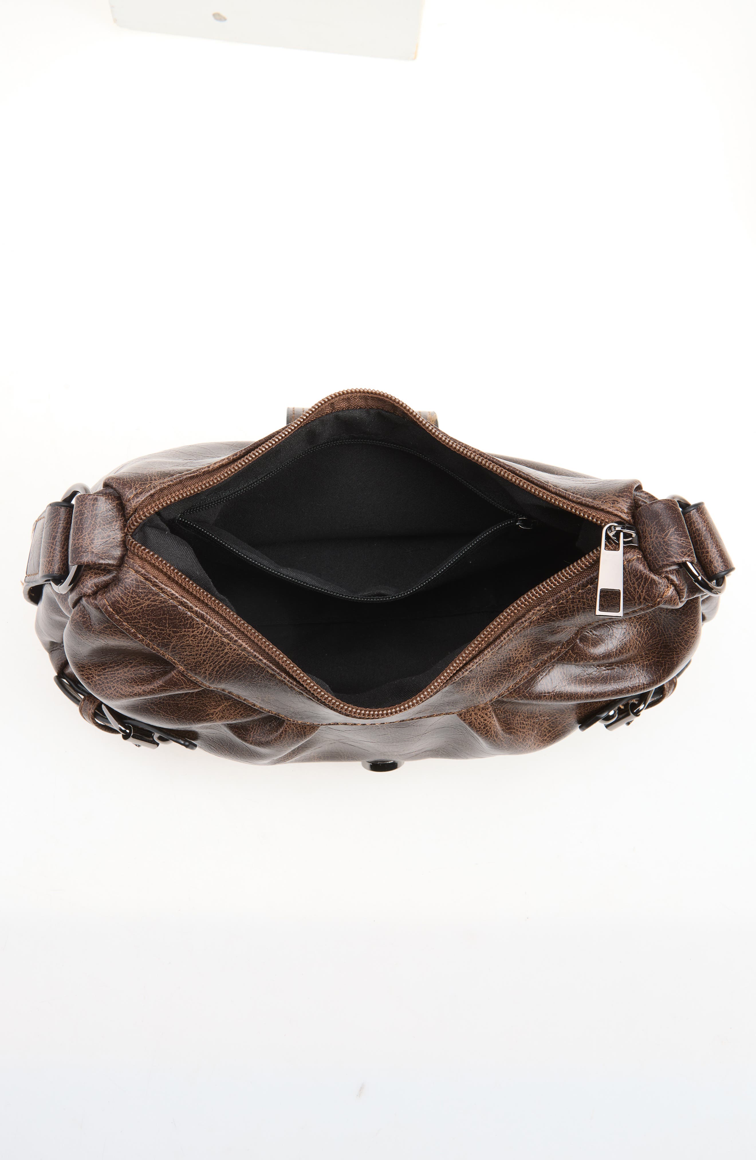 Faux Leather Buckle Mini Bag, Alternate, color, BROWN