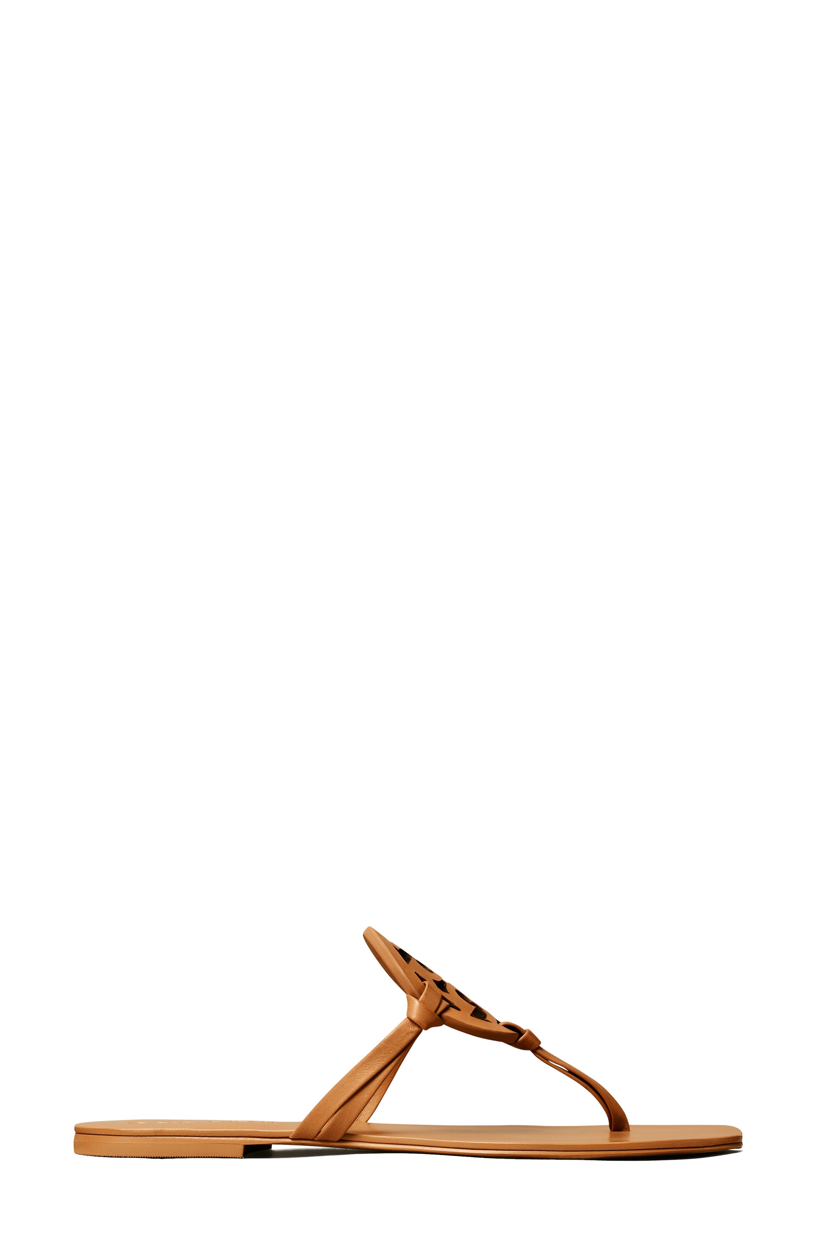 Tory Burch Miller Square Toe Sandal, Alternate, color, Caramel Corn
