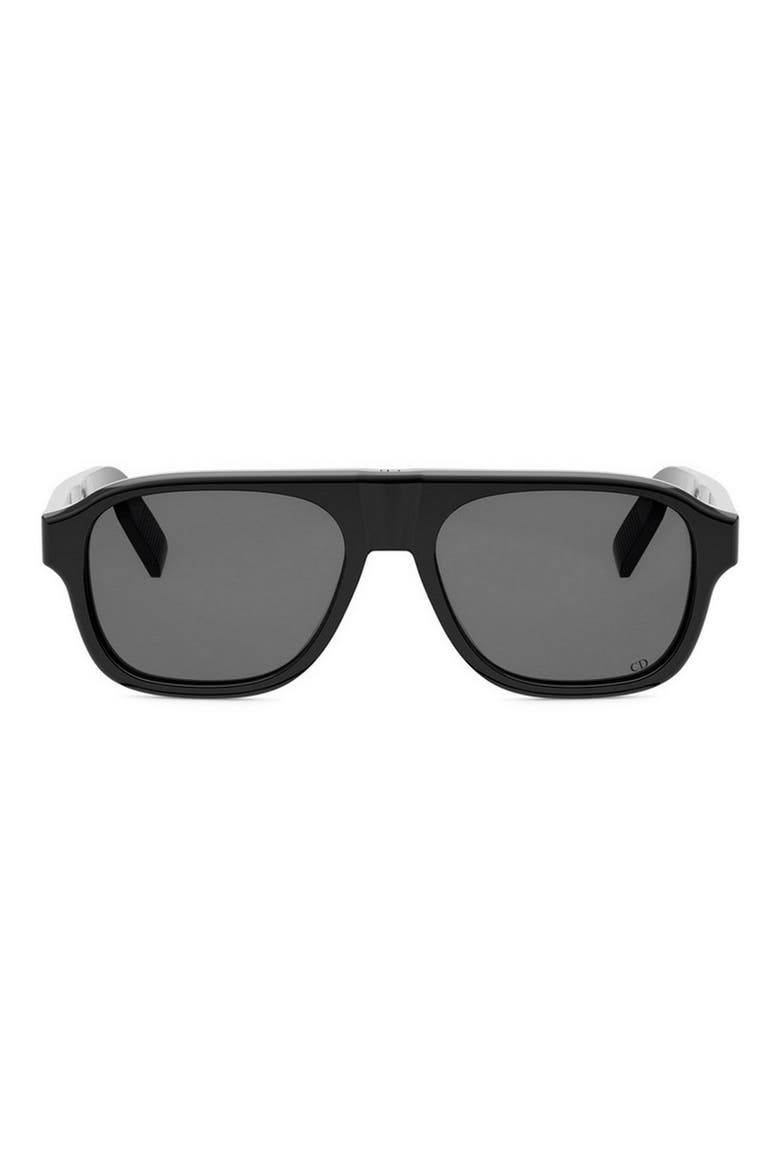 CD Icon A1I 55mm Gradient Pilot Sunglasses, Main, color, SHINY BLACK / SMOKE