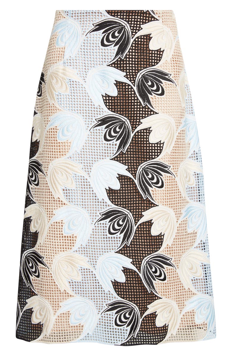 Marni Floral Broderie Anglaise Midi Skirt, Alternate, color, Riw01 Lily White