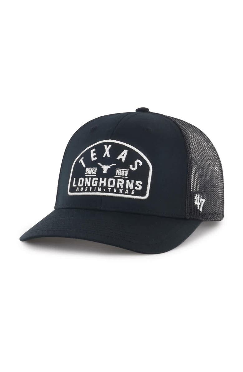 '47 Men's '47  Black Texas Longhorns Leland Trucker Adjustable Hat, Main, color, Black