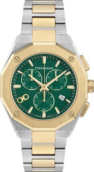 FERRAGAMO Edge Chronograph Two-Tone Bracelet Watch, 42mm