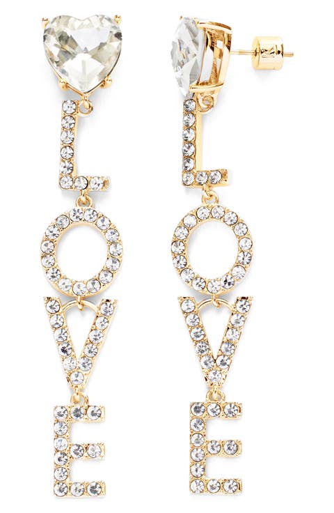 Love Crystal Drop Earrings