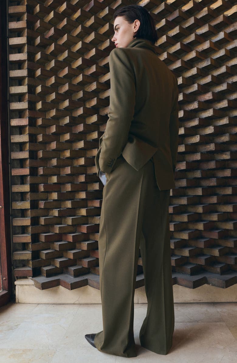 MANGO Pleated Straight Leg Pants, Alternate, color, Khaki Green