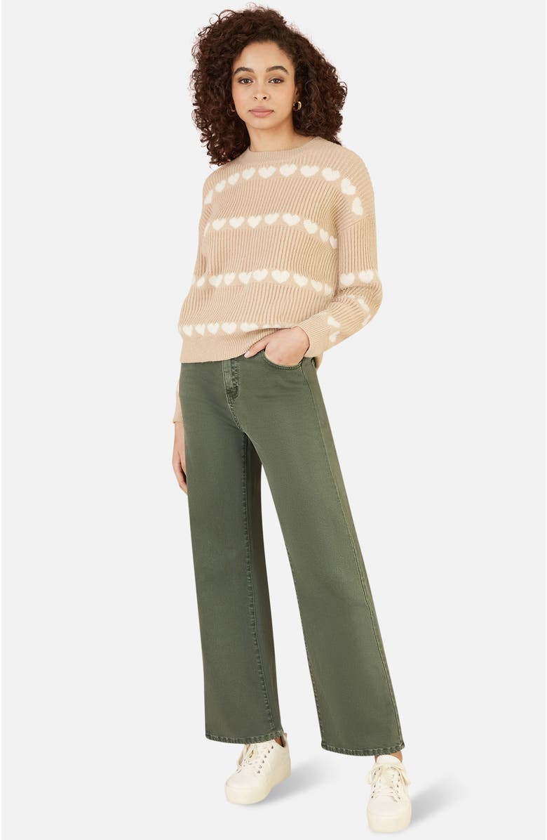 Yumi Stretch Canvas Wide Leg Jeans, Alternate, color, Green