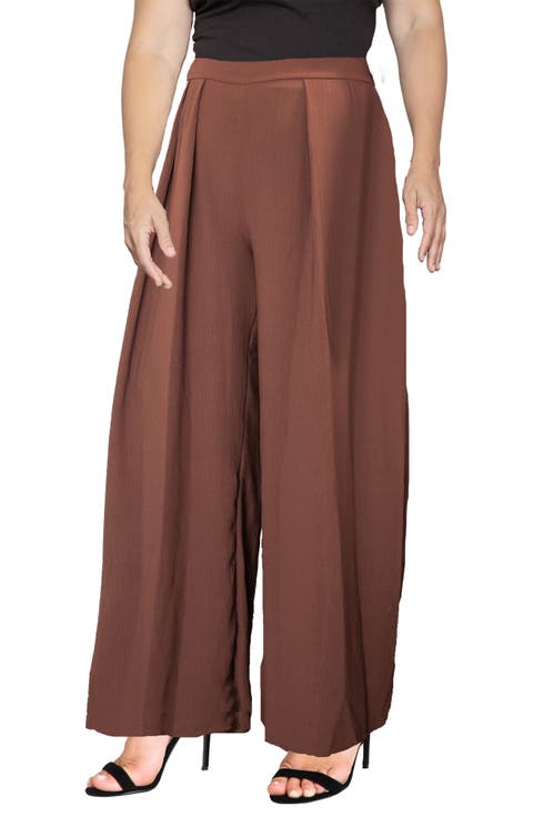 High Waist Wide Leg Pants (Plus)