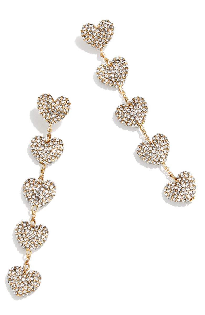 BaubleBar Etta Pavé Heart Linear Drop Earrings, Main, color, 