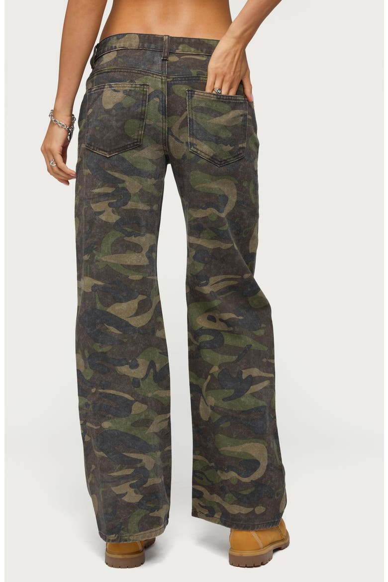 Soya Camo Print Low Rise Baggy Jeans, Alternate, color, OLIVE-WASHED
