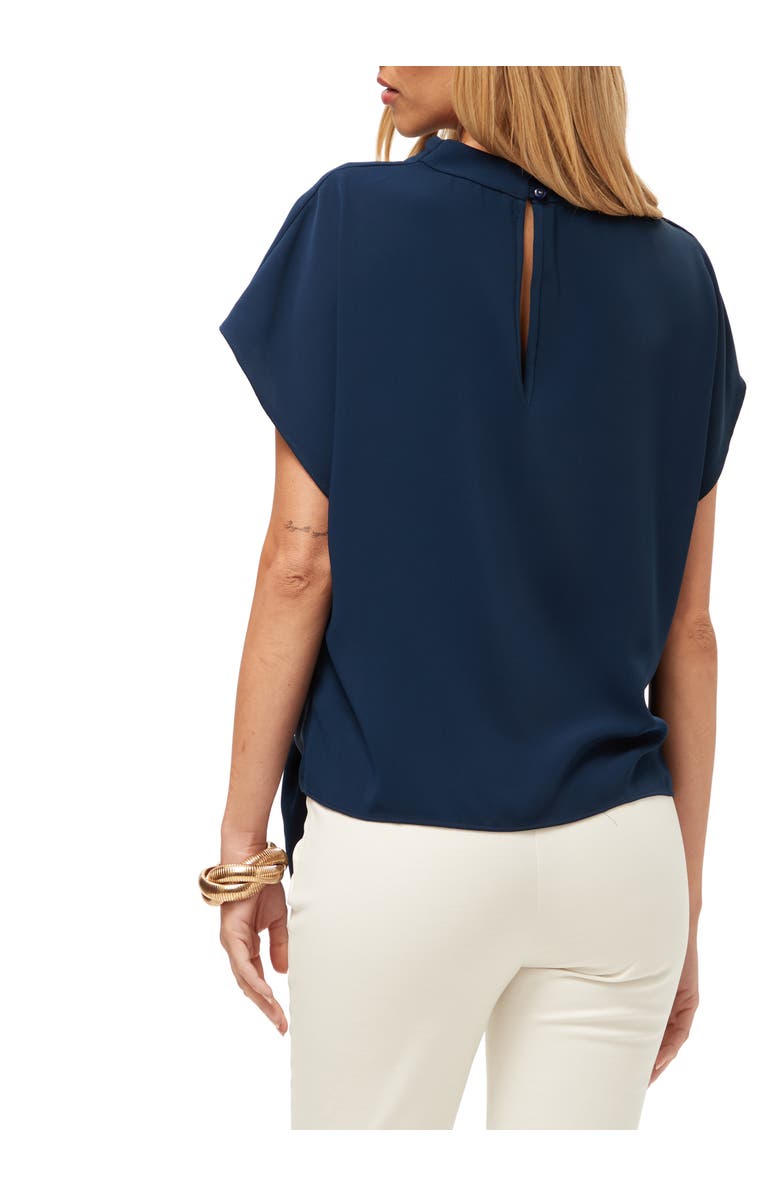 Trina Turk High Neck Tie Hem Bisque Top, Alternate, color, Ink