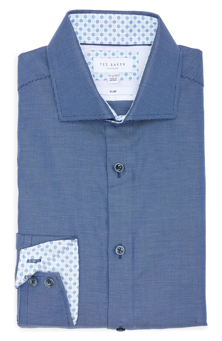 Ted Baker London Slim Fit Cotton Dress Shirt, Alternate, color, Blue/ White