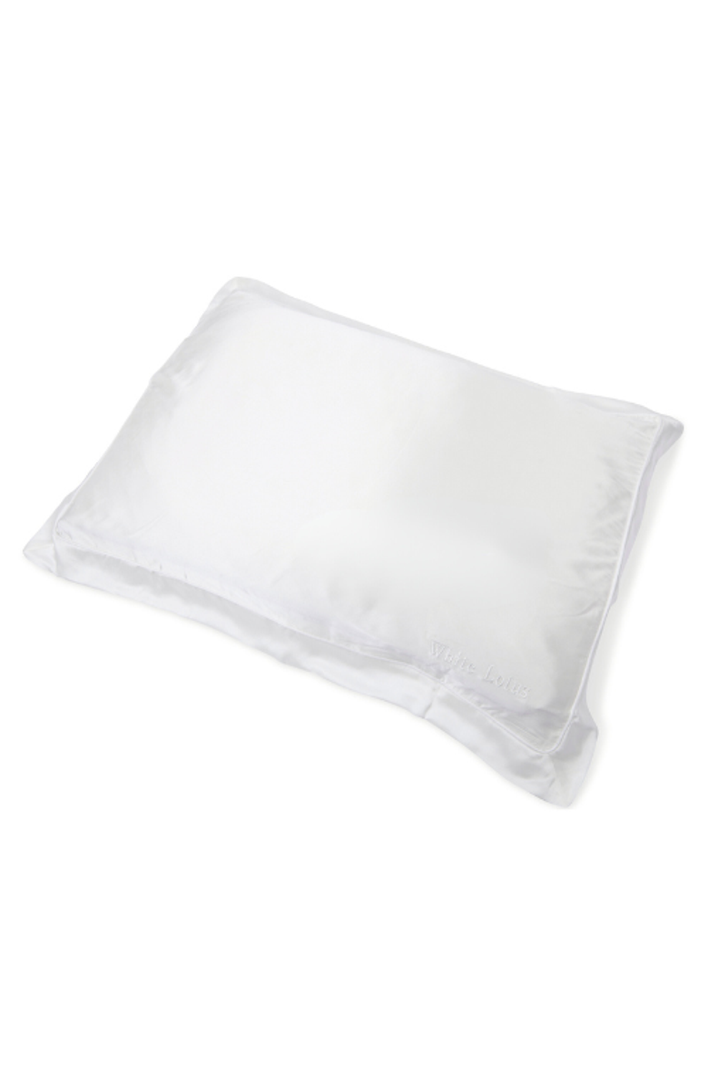 White Lotus Beauty Luxurious Cruelty Free 100% Mulberry Silk Pillowcase, Main, color, White