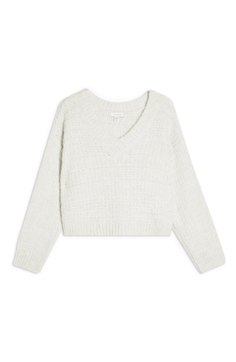 Topshop Self Stripe V-Neck Sweater, Alternate, color,