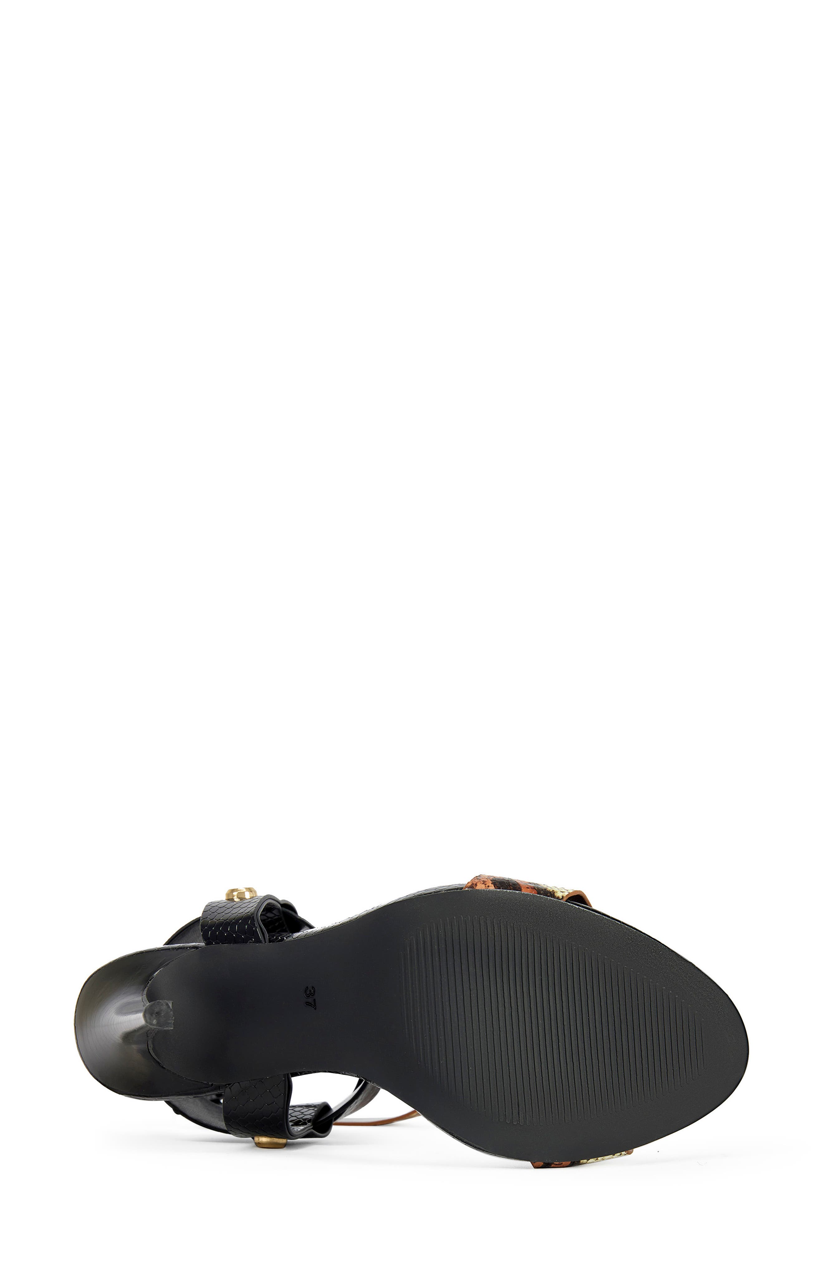 Kandinsky Faux Leather Sandal, Alternate, color, BLACK