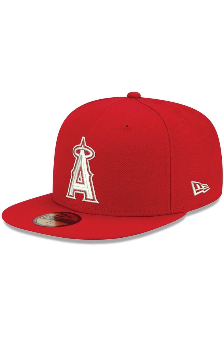 Men's New Era Red Los Angeles Angels White Logo 59FIFTY Fitted Hat, Main, color, Red
