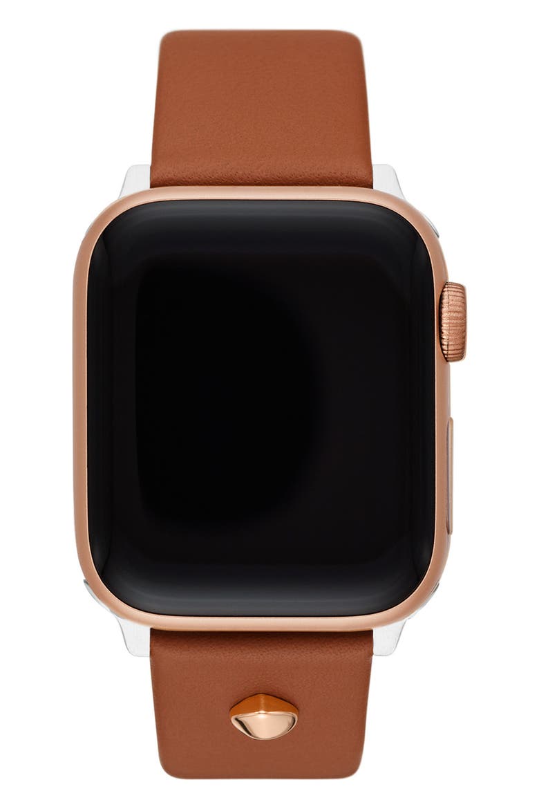 leather 20mm Apple Watch® watchband, Alternate, color, BROWN
