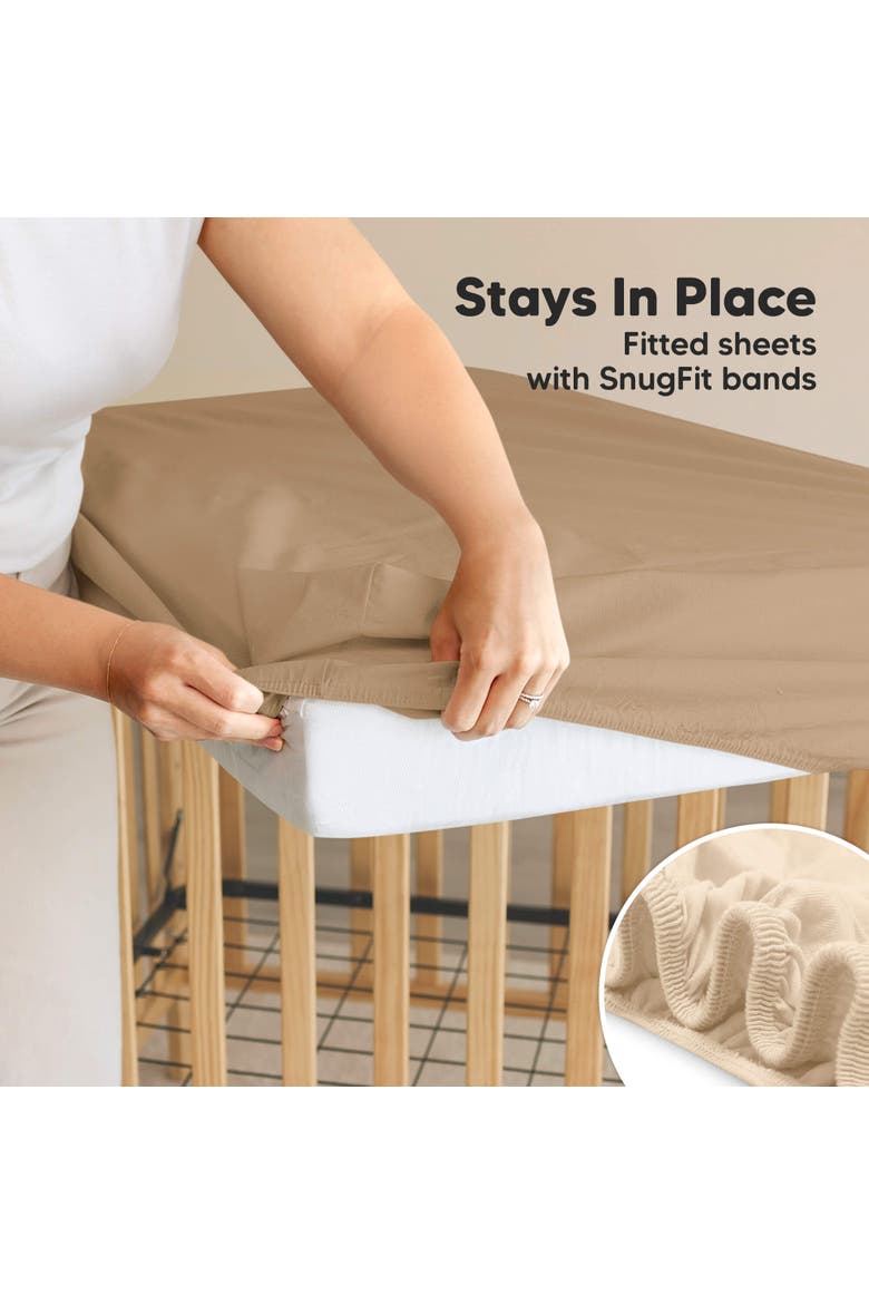 2-Pack Soothe [Protect+] Waterproof Crib Sheets, Alternate, color, Pecan