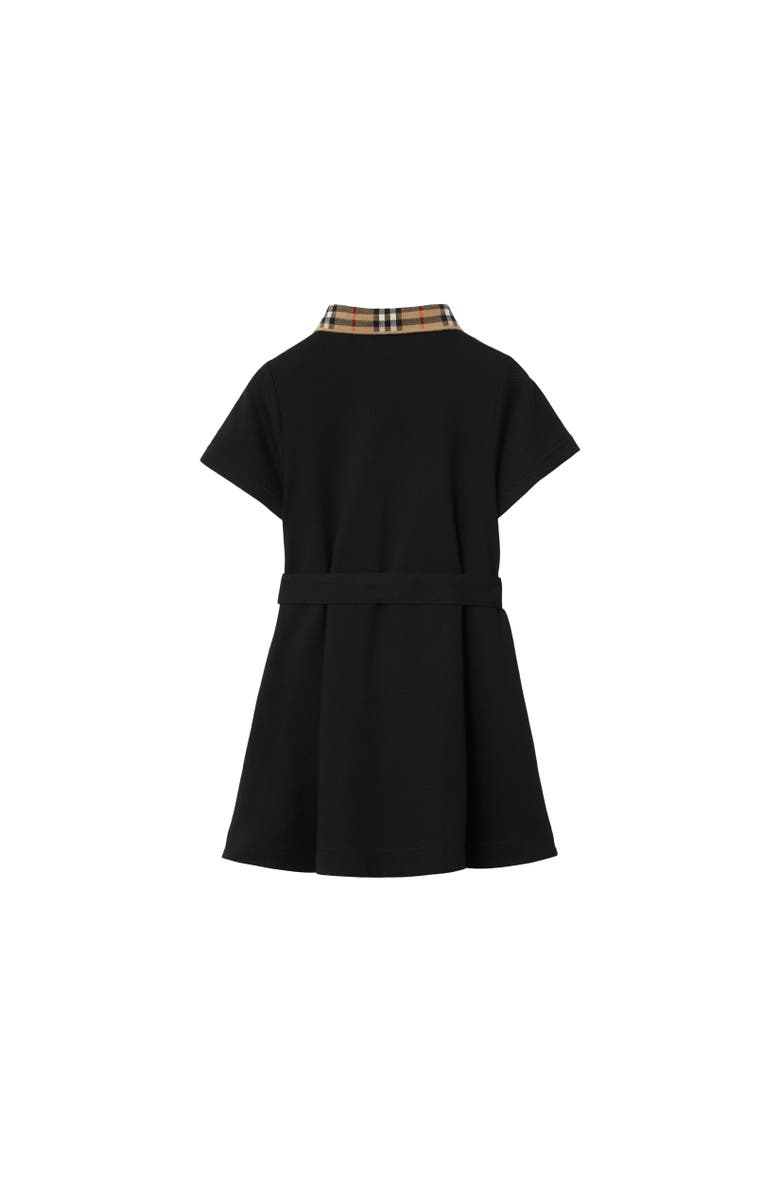 Burberry Check Collar Cotton Polo Shirt Dress, Alternate, color, Black