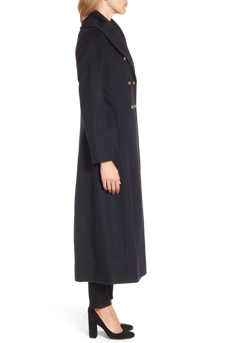 DKNY Wool Blend Felt Shawl Collar Coat, Alternate, color, NAVY