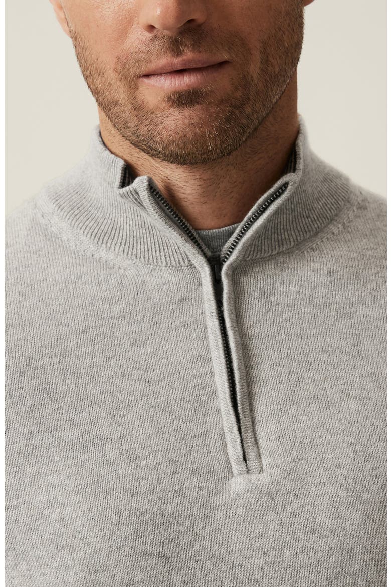 Cashmere, Silk & Wool Quarter Zip Sweater, Alternate, color, GREY MELANGE