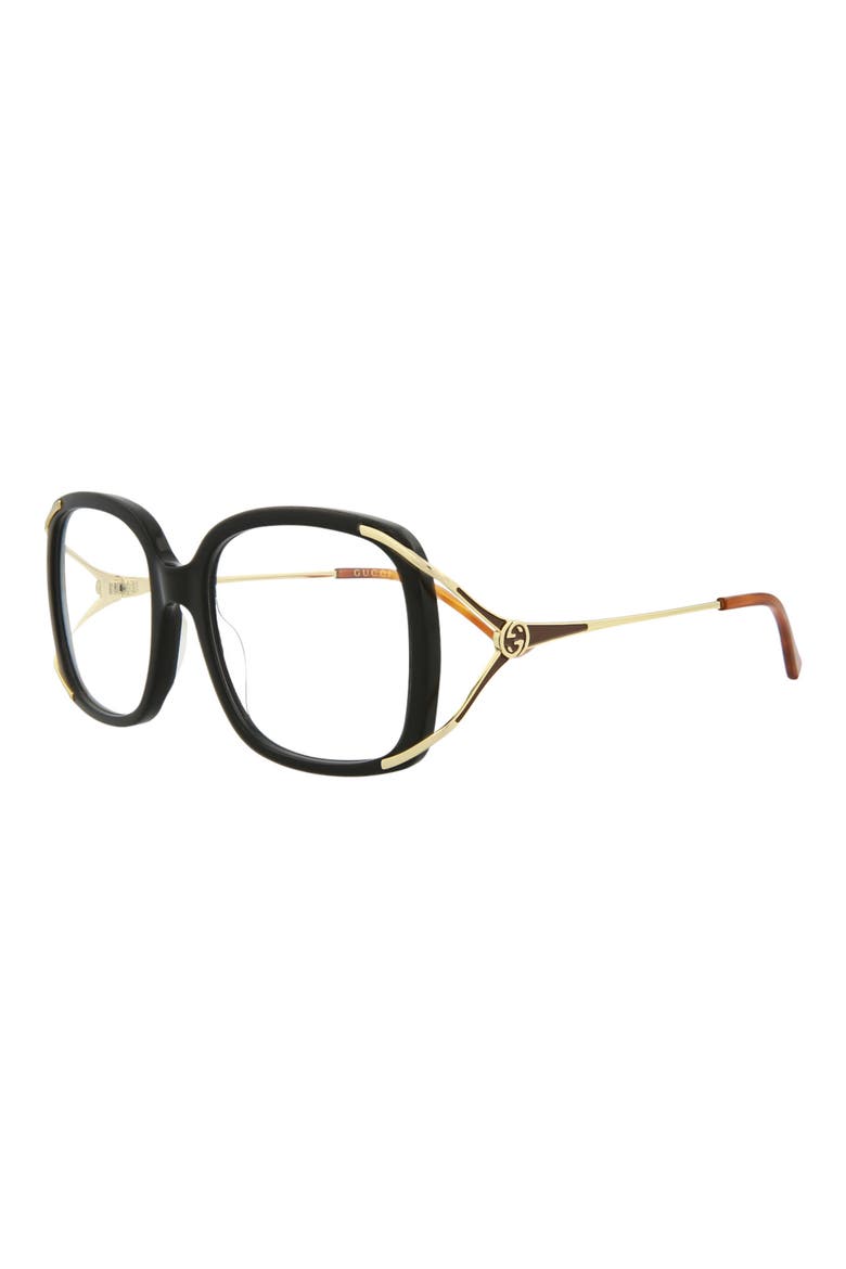 55mm Square Optical Frames, Alternate, color, BLACK GOLD TRANSPARENT