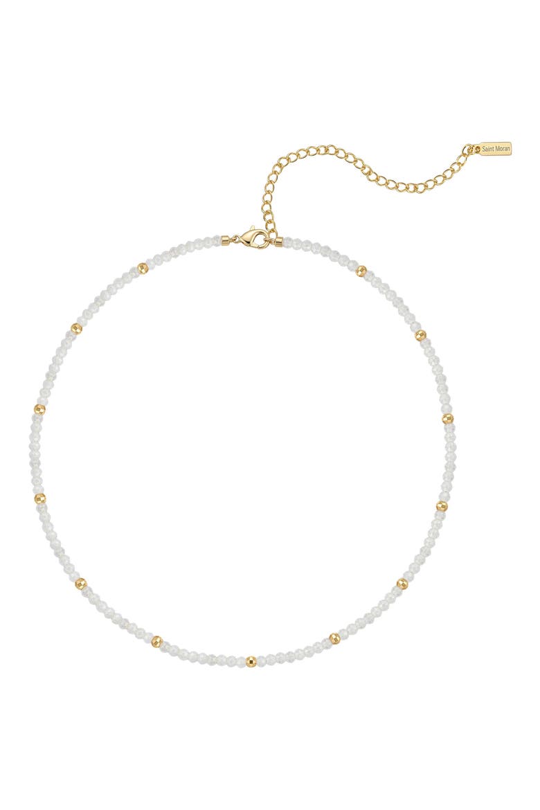 Moonstone 14k Gold Plated Necklace, Alternate, color, WHITE/ GOLD