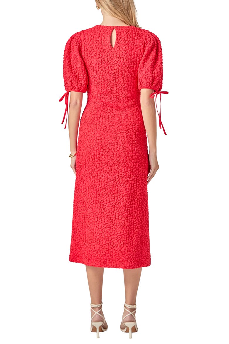 english factory midi dress Women's Smocked Puff sleeves English Factory Short-Sleeve Textured Midi