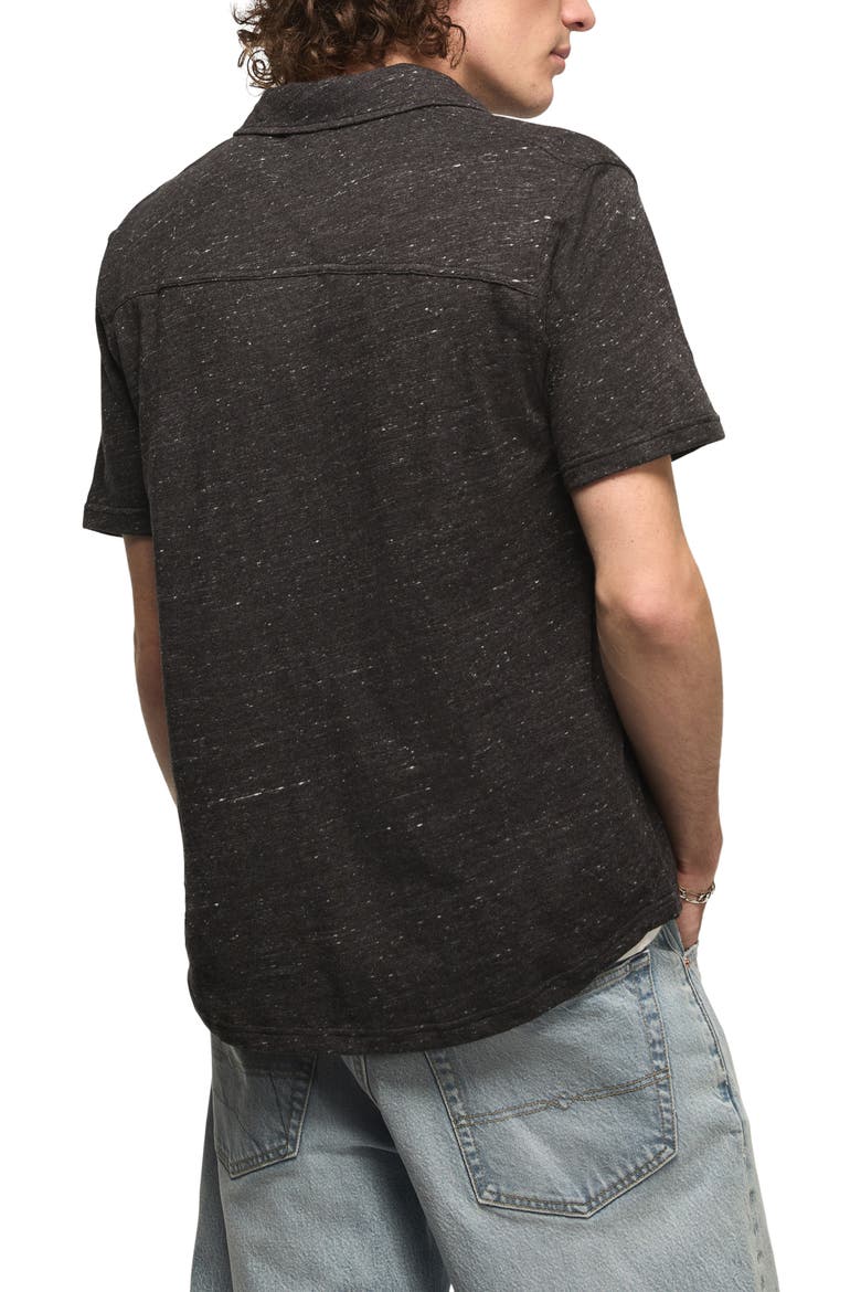 Slub Knit Short Sleeve Cotton Blend Button-Up Shirt, Alternate, color, BLACKENED PEARL