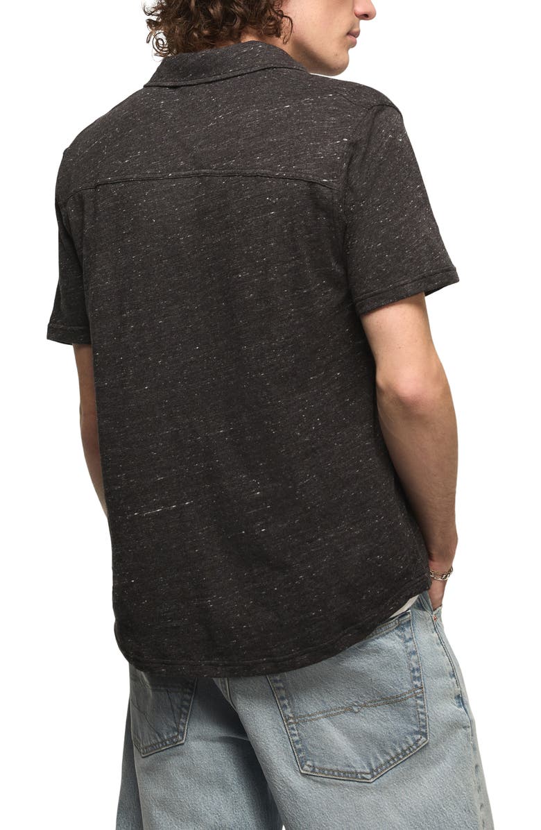 Lucky Brand Slub Knit Short Sleeve Cotton Blend Button-Up Shirt, Alternate, color, Blackened Pearl