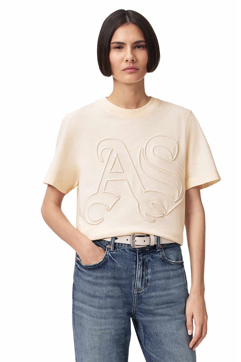 Lisa Embroidered Cotton T-Shirt, Alternate, color, PEBBLE WHITE