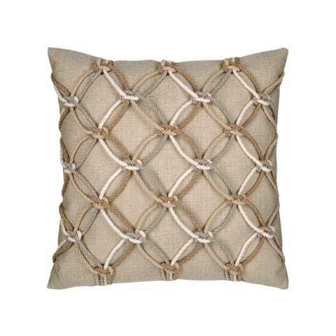 Rope Hand Knotted Macrame Indoor & Outdoor Woven Accent Pillow