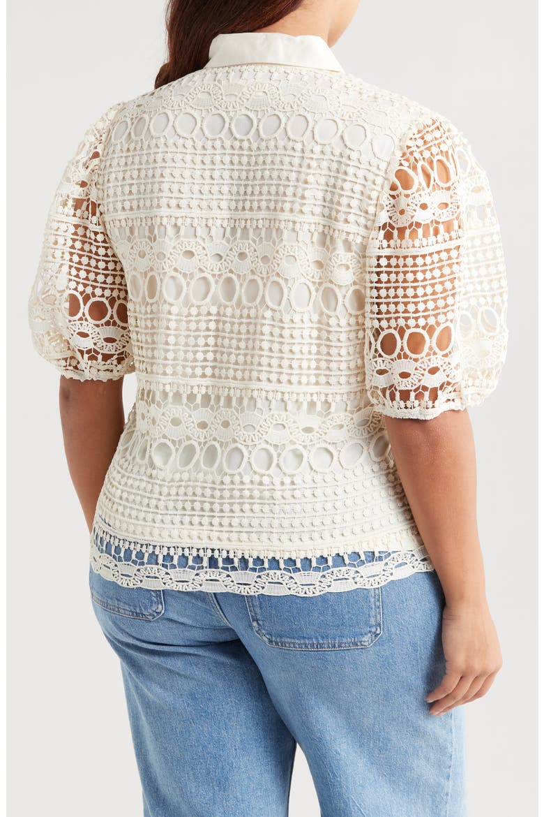 Brianna Short Sleeve Lace Top, Alternate, color, GARDENIA