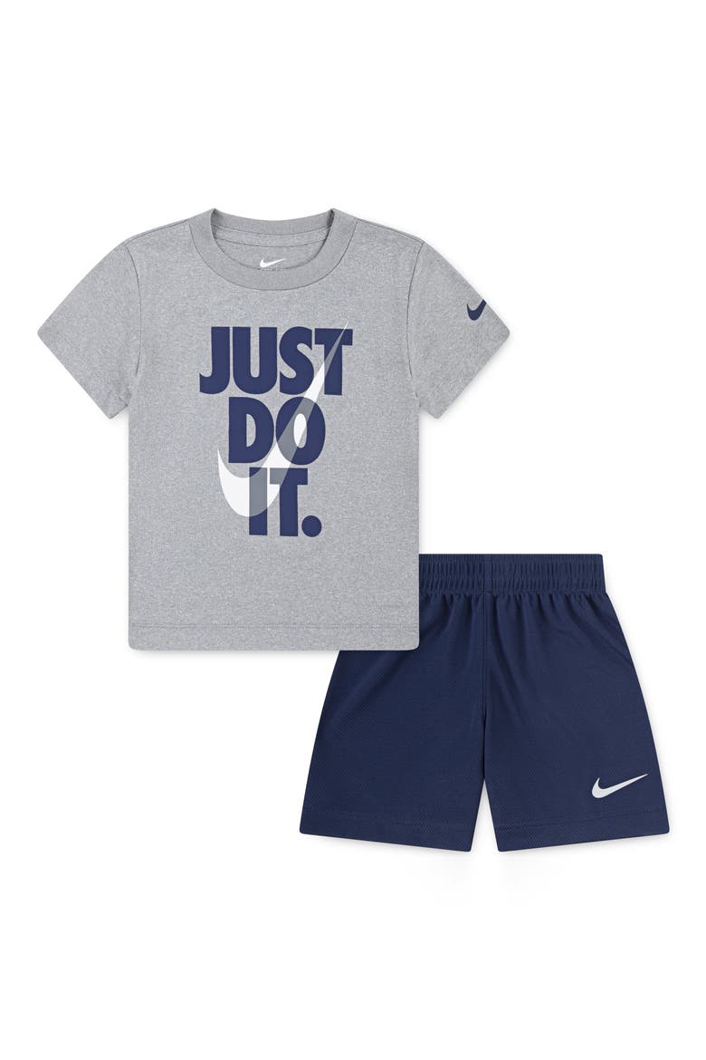 Just Do It T-Shirt & Shorts Set, Main, color, MIDNIGHT NAVY/LIGHT SMOKE GREY