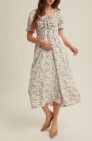 WISHLIST Floral Ruched Midi Dress