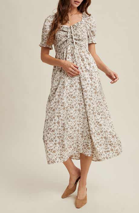 Floral Ruched Midi Dress