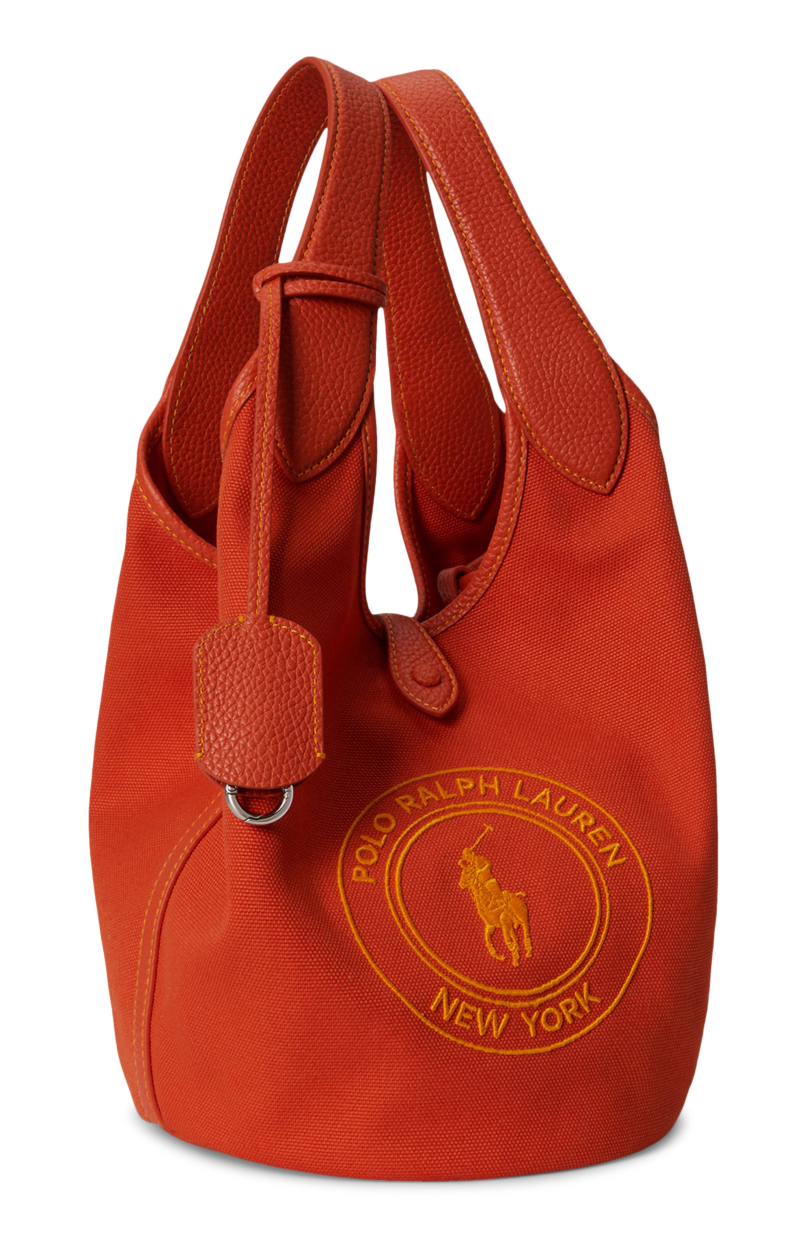 Medium Polo Play Crest Canvas Tote, Alternate, color, COLLEGE ORANGE