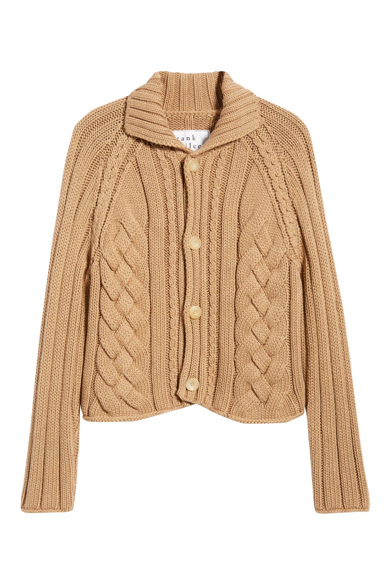 Cotswolds Mini Cable Knit Cardigan, Alternate, color, CAMEL