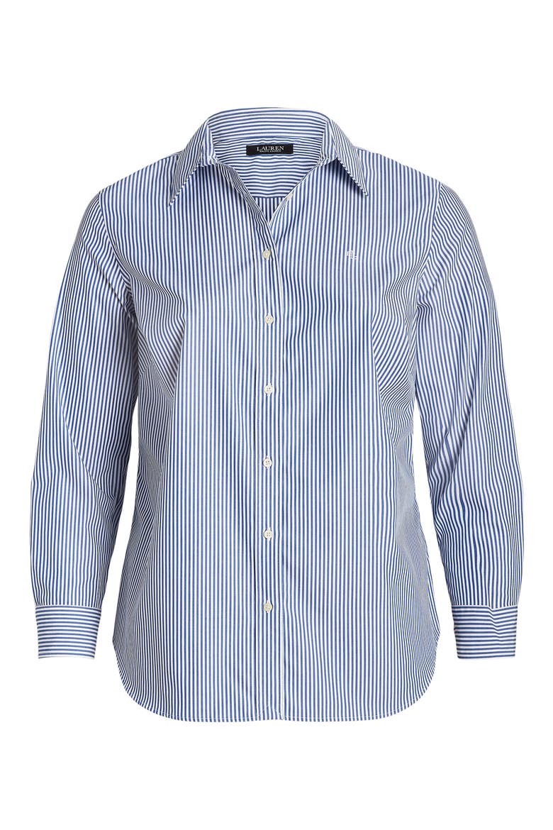 Stripe Easy Care Cotton Button-Up Shirt, Alternate, color, BLUE/WHITE